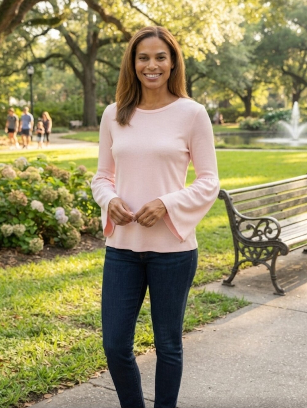 Calvin Klein Women’s Light Pink Long Sleeve Bell-Sleeve Top NWT